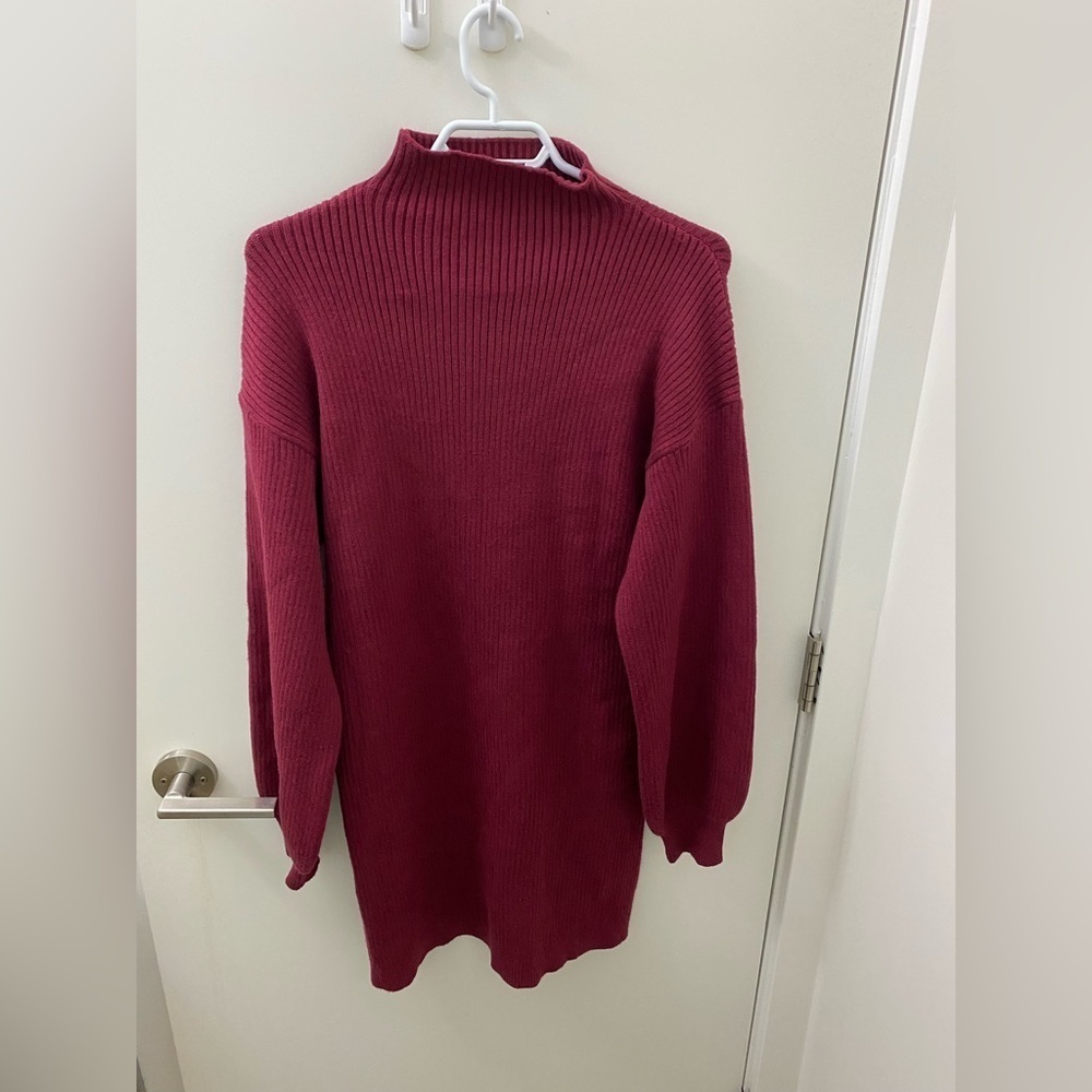 Burgundy mock neck knit sweater dress NWOT - Picture 6 of 7
